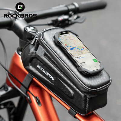 #ad ROCKBROS Bike Front Frame Bag Phone Holder Bag Hard Shell 1.5L Capacity $25.99
