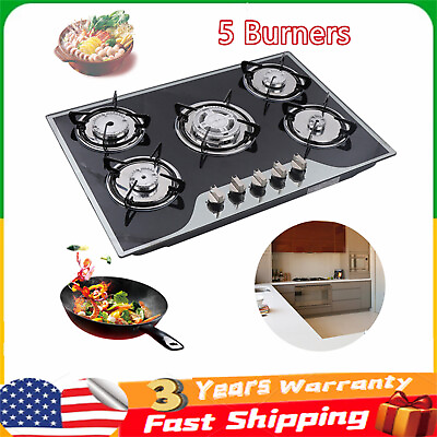 #ad 30quot; Gas Cooktop Stove Top 5 Burners LPG NG Dual Fuel Stainless Steel Built In $169.10