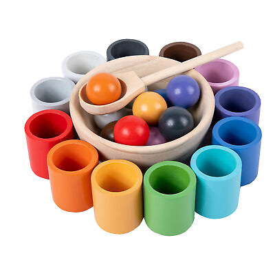 #ad Wooden Sorting Toys Kids Learning Activities Ball Sensory Toys for Color Sorting $44.63