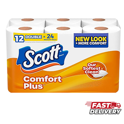 #ad Scott Comfort Plus Toilet Paper 12 Double Rolls 231 Sheets Per Roll Septic Safe $12.99