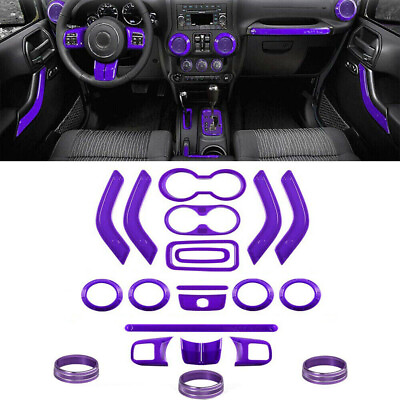 #ad 21x Interior Decor Trim Kit for Jeep Wrangler JK JKU 2011 18 Purple Accessories $69.99