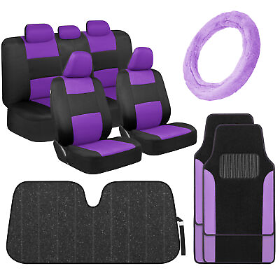 #ad Purple Car Seat Covers For Women Floor Mats Steering Wheel Cover Sunshade $69.90