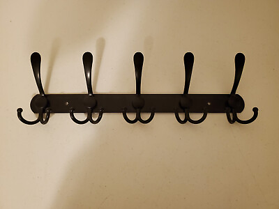 #ad Unbranded Metal 5 Hook Hanging Wall Rack Black $16.07