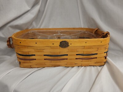 #ad Peterboro Basket Company Rectangular Basket Handles 2 Plastic Inserts $22.46