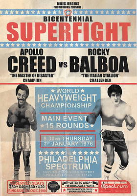 #ad Rocky Balboa VS Apollo Creed Bicentennial Superfight Poster Print Stallone $3.39