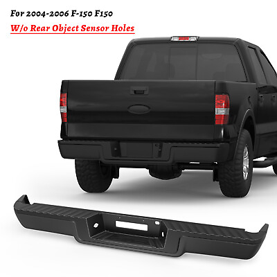 #ad Black Steel Rear Step Bumper Assembly For 2004 2006 Ford F150 W o Sensor Holes $186.95