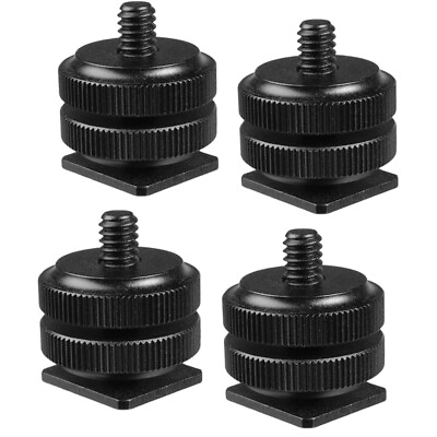 4x Alumi Double Layers Pro 1 4quot; Mount Adapter for Tripod Screw to Flash Hot Shoe $9.97