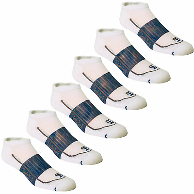 #ad 6 Pair Pack SoleTek Cool Running Lite Cushion Sock White Navy Made In The USA $24.99