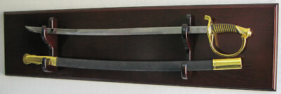 Sword Display Plaque Rack Holder Wall Rack Alternative to Display Case Mahogany $119.95