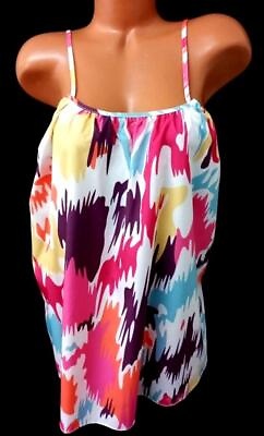 #ad Women#x27;s multicolor abstract print scoop neck sleeveless plus top 5XL $14.99