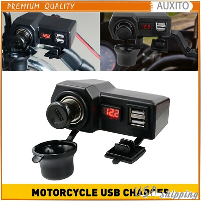 #ad 12V Waterproof Motorcycle Accessories Dual USB Charger Power Port Adapter Socket $13.99