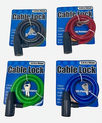 #ad 36quot; Cable Lock Bike Bicycle Motorcycle Multi Purpose Anti Theft Security w Keys $7.29