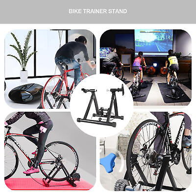 #ad #ad Black Bike Trainer Stand Indoor Riding Magnetic Stationary Stand New $90.30