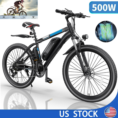 #ad 26in Electric Bike 500W 48V Cruiser e Bike for Men Women Mountain Bicycle TOP🌟 $516.99
