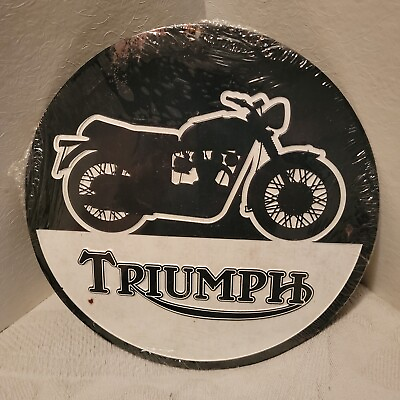 New Triumph Motorcycle Bike Garage Mancave Decor Vintage Distressed Look $18.00