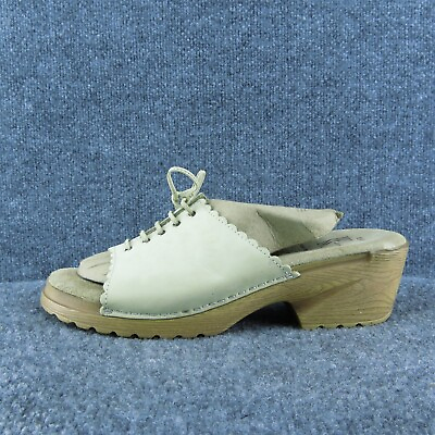 #ad White Mountain Women Slide Sandal Shoes Beige Leather Size 10 Medium $16.25