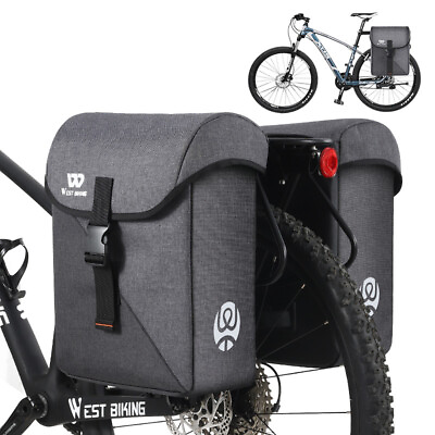 #ad WEST BIKING Bike Double Pannier Bicycle Rear Rack Bag Luggage Trunk Carrier Bag $43.98