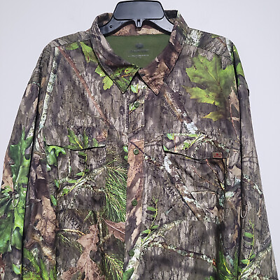 #ad Mossy Oak Mens Shirt 3XL Performance Vented Long Sleeve Hunting Shirt Camo $13.99
