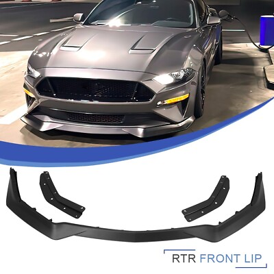 #ad Fit 18 23 Ford Mustang GT RTR Style Front Bumper Lip Spoiler Splitter Unpainted $135.99