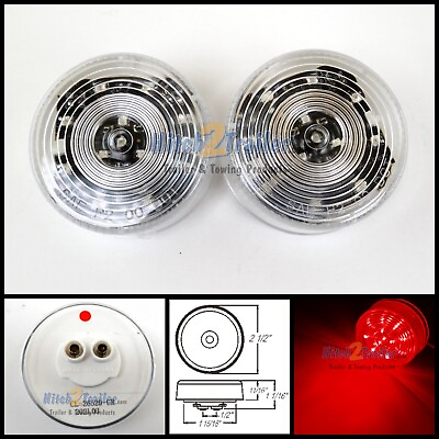 #ad 2 CLEAR LENS RED 12 LED Trailer 2 1 2quot; Clearance marker 2.5quot; lights only $11.49