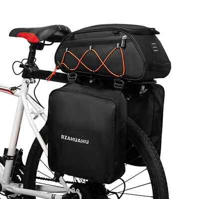 #ad 3 in 1 Bike Rack Bag Trunk Bag Waterproof Cooler Bag with 2 Side Hanging Bags $36.99