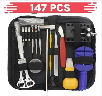 #ad 147 Pcs Watch Repair Kit Watchmaker Back Case Remover Opener Link Pin Spring Bar $12.99