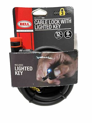 #ad Bell Bike Cable Lock With Lighted Key amp; Protective Cover 6’ Long x 12mm dia New $6.99
