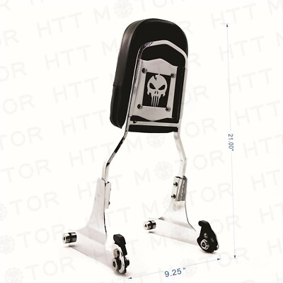 #ad Detachable Backrest Sissy Bar Chrome Skull For 84 99 Harley Softail FXSTC FLSTC $83.41