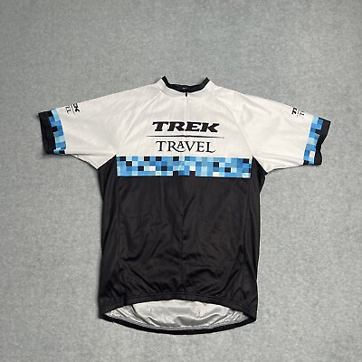 #ad Bontrager Cycling Jersey Mens Medium Blue Colorblock Half Zip Trek Travel Adult $5.00