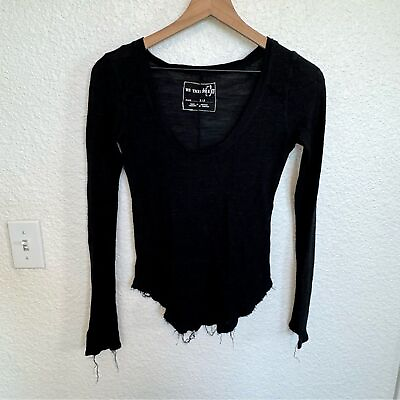 #ad Free People We the Free Women#x27;s Small Black Long Sleeve Burn out Sheer Boho $23.99