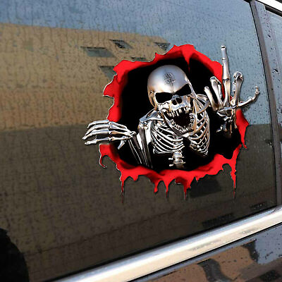 #ad Universal 3D Skeleton Skull Car Sticker Side Trunk Emblem Badge Decal Car Trim $9.00