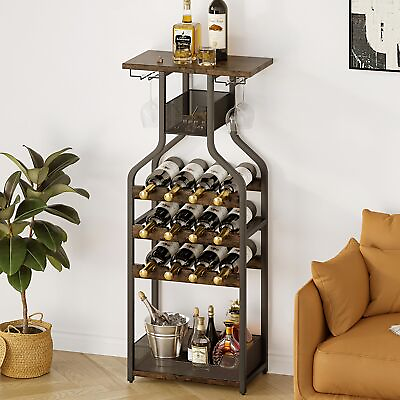 #ad Metal Wine Rack Wine Bottle Holders Stands Freestanding Floor Mini Rack Tabl... $82.12