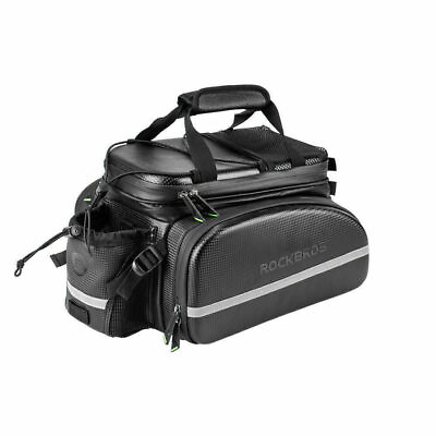 #ad RockBros Bike Rack Bag Waterproof Carbon Leather Rear Pack Trunk Pannier Black $99.99