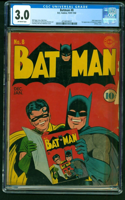 #ad Batman #8 Golden Age Joker App. DC Superhero Comic 1941 CGC 3.0 off white $2749.95