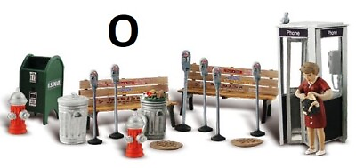 #ad O Scale STREET ACCESSORIES Set contains 18 pieces. WOO A2764 $28.49