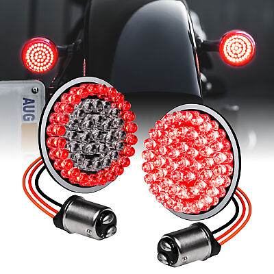 #ad Black 2quot; 1157 HALO Rear Red LED Turn Signal Tail Brake Lights for Harley Bike $29.99