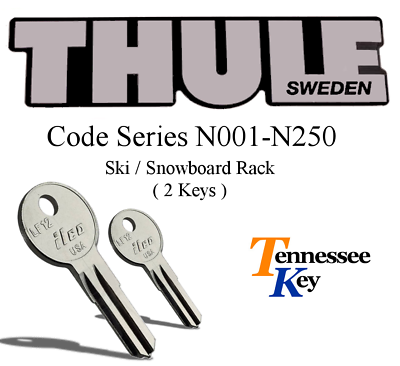 #ad 2 Two THULE Keys 4 Car Rack Ski Roof Bike Hauler etc. Key Code N001 N250 $7.95