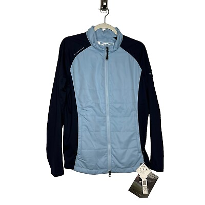 #ad Sun Mountain Women’s Hybrid Jacket Size Large Wind Wear Zip Up Blue $59.88