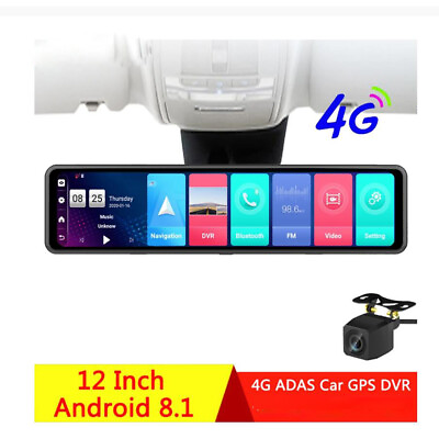 #ad 12quot; Touch Screen Car Android 232GB Backup Rearview Mirror Smart DVR Dash Camera $191.09