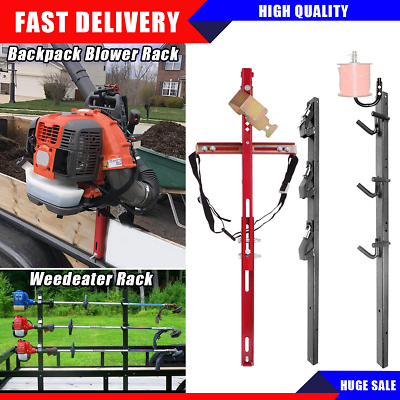 #ad #ad 3 Place Weedeater Rack amp; 1 Place Red Backpack Blower Rack for Open Trailer Steel $105.99
