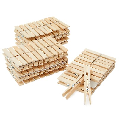 #ad 100 Pack Large Wooden Clothes Pins 4 Inch Wood Clothespins for Crafts Bulk $18.99