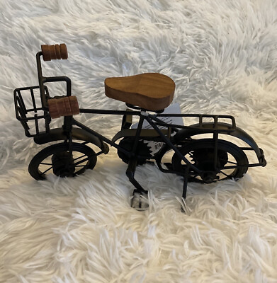 #ad Tabletop Bicycle Decor Movable Iron And Wood Bike With Kickstand 11.5” $34.00