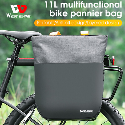 #ad WEST BIKING Portable Bike Bicycle Single Pannier Rack Carrier Bag Hand Bag 11L $35.97