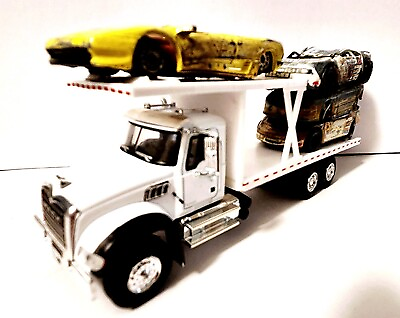 Greenlight Mack Salvage 3 Car Wrecked Cars Included 2 Car Carrier New CUSTOM $49.99