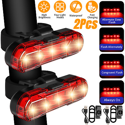 #ad #ad 2x USB Rechargeable LED Bike Tail Light Bicycle Safety Cycling Warning Rear Lamp $10.48