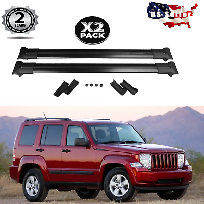 #ad New For Jeep Liberty Cherokee KJ 2008 2013 Roof Racks Cross Bars Carrier Black $89.99