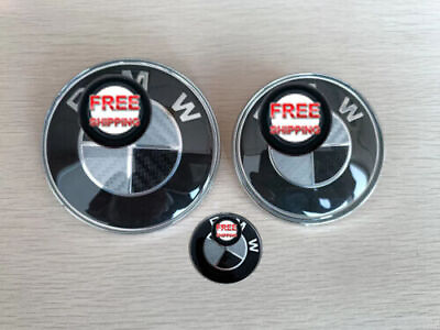 #ad #ad 3PCS Front Hood Rear Trunk Steering Wheel Badge Emblem Black CarbonFiber for BMW $11.99