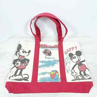 #ad Disney x Junk Food Collab Mickey Mouse Canvas Tote Beach Park Bag Red Handles $24.95