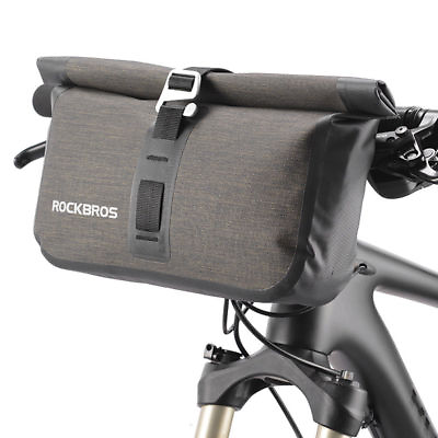 #ad ROCKBROS Bicycle Front Handlebar Bag Waterproof Cycling Tube Bag Black Gold 4 5L $19.99