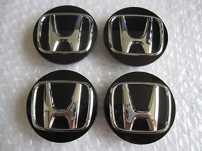 #ad Honda Genuine OEM Honda 69mm BLACK Hub wheel center caps Set of 4 $15.90
